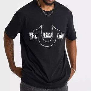 NWT Men’s Size Large Black True Religion Rhinestone Logo Graphic Tee